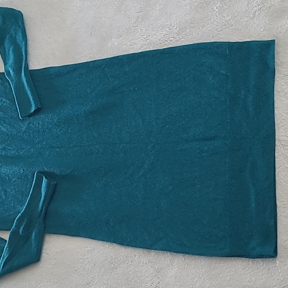 J.Crew 100% Cashmere Sweater Dress Teal Green XS Long Sleeve Knit Midi Workwear - Picture 2 of 12